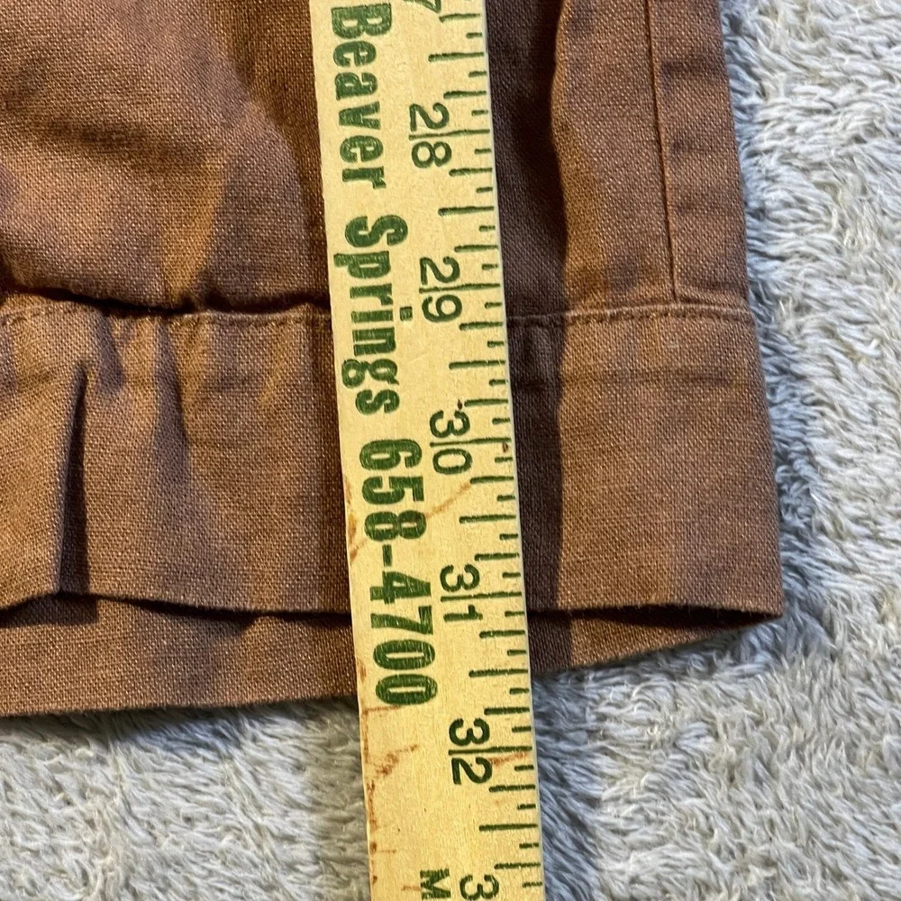 Cato Women's Brown Linen‎ Blend Cargo Capri Pants Medium Elastic Cargo Pockets